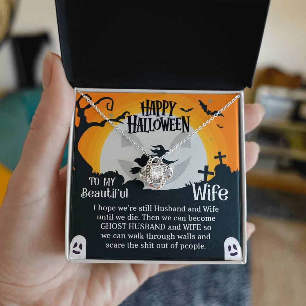 Wife Happy Halloween - Ghost Husband and Wife - Love Knot Necklace