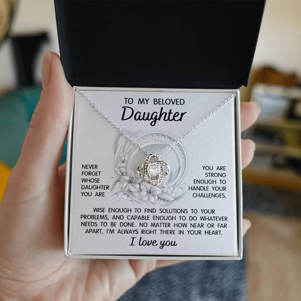 Daughter Wedding Day Gift - Always Right There - Love Knot Pendant Necklace