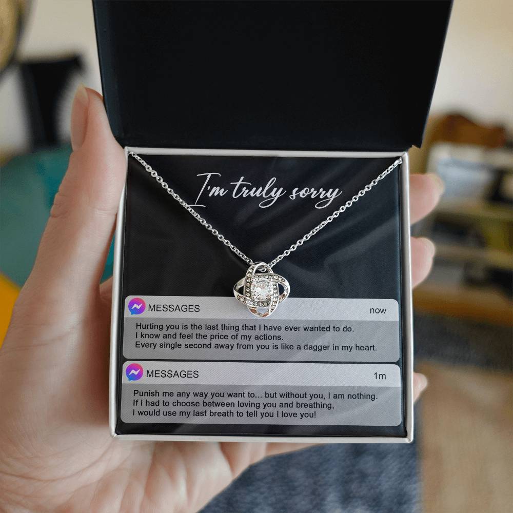 Gift for Girlfriend, Wife - Sorry, Away From You - Love Knot Pendant Necklace