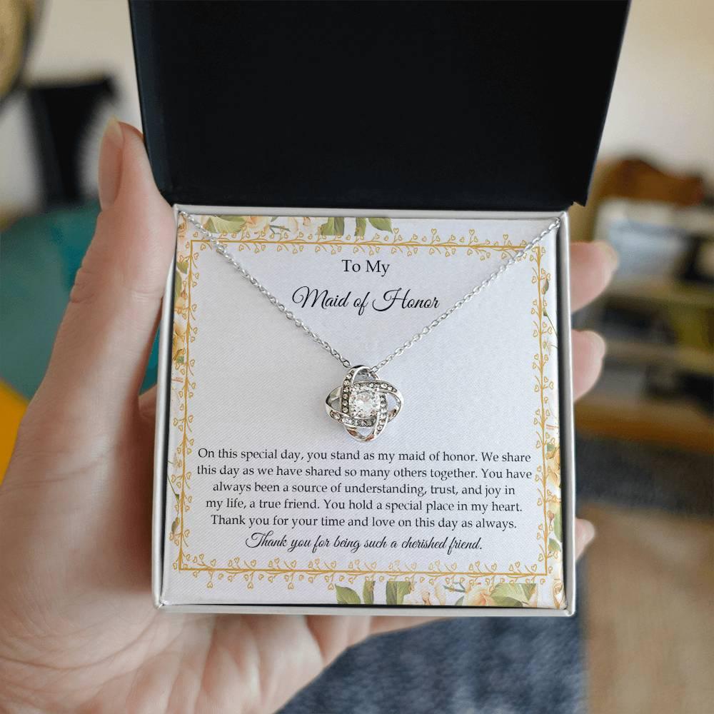 Maid of Honor Wedding Day Gift - Share This Day - Love Knot Pendant Necklace