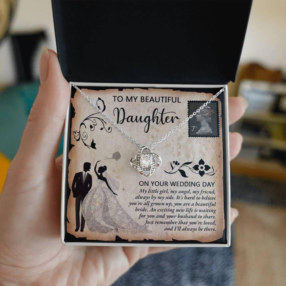 Daughter Wedding Day Gift Beautiful Bride Love Knot Pendant Necklace