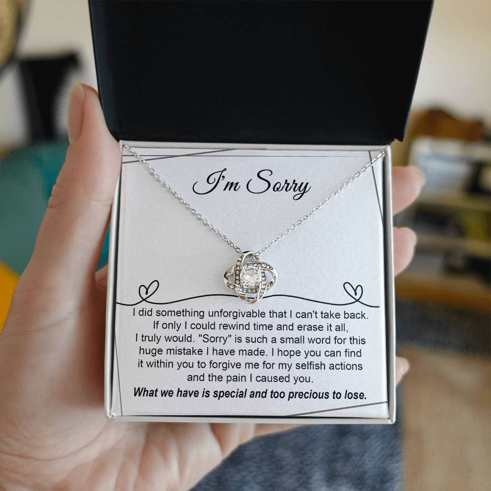 Gift for Girlfriend, Wife - Sorry, Breaking My Heart - Love Knot Pendant Necklace