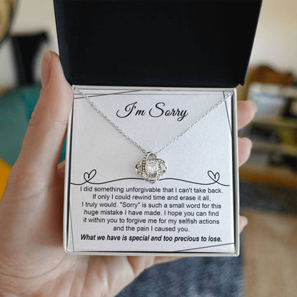 Gift for Girlfriend, Wife - Sorry, Breaking My Heart - Love Knot Pendant Necklace