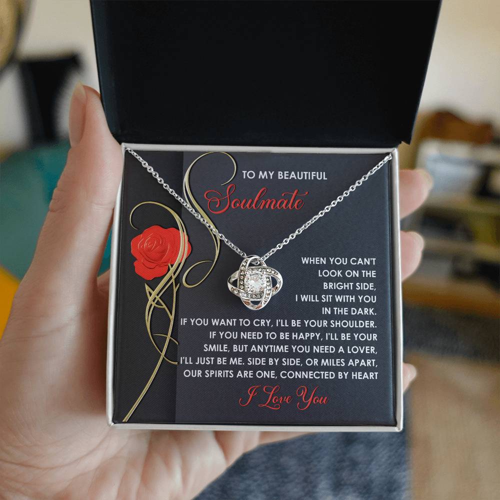 To My Beautiful Soulmate - Love Knot Necklace – A Romantic and Heartfelt Gift for Valentine’s Day or Anniversary