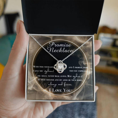 Wife Gift - I Promise My Heart Love Knot Pendant Necklace