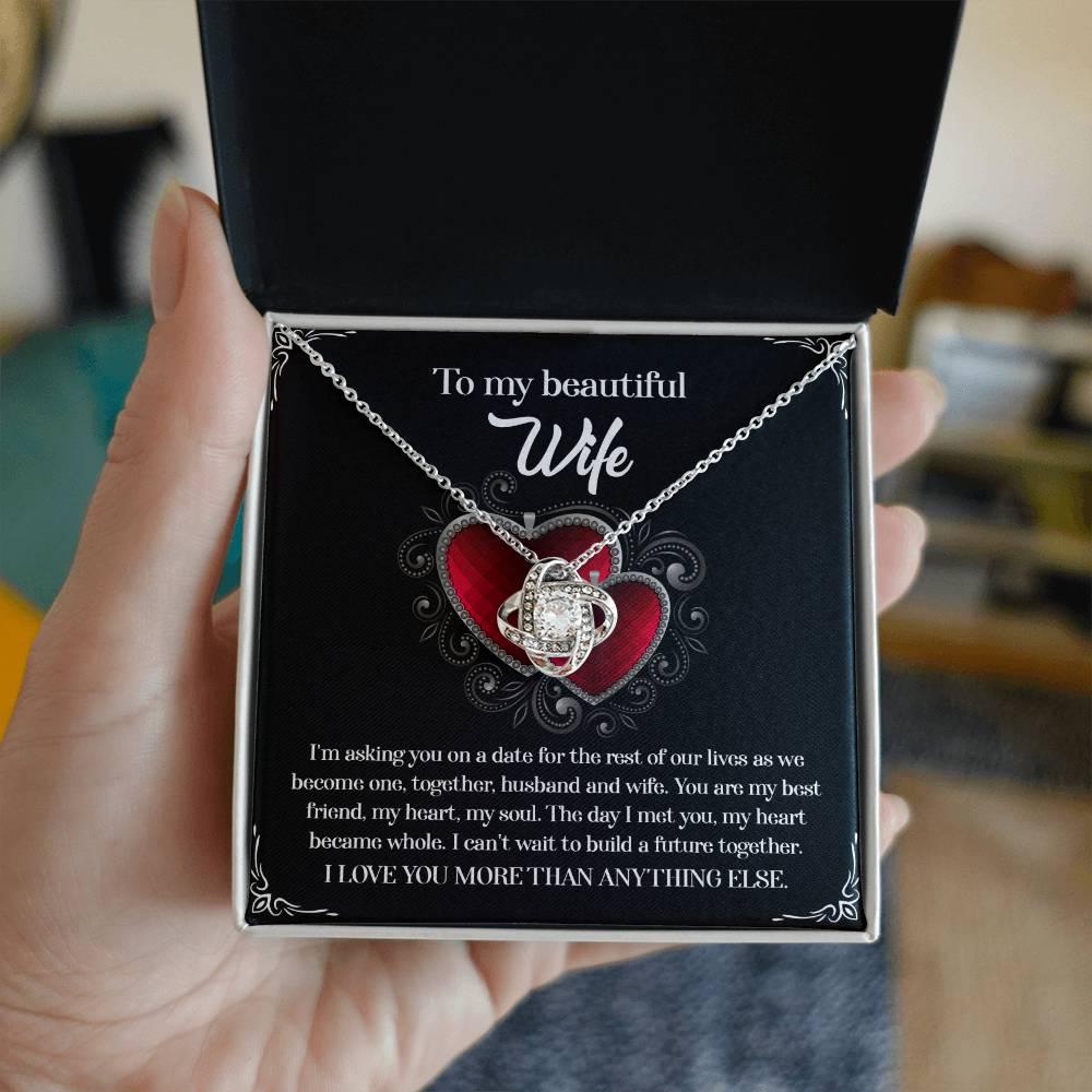 To My Beautiful Wife - My Heart Became Whole Love Knot Pendant Necklace