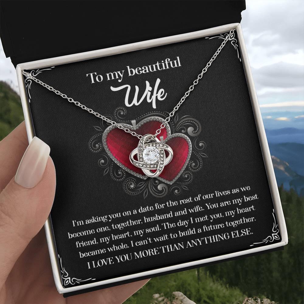 To My Beautiful Wife - My Heart Became Whole Love Knot Pendant Necklace