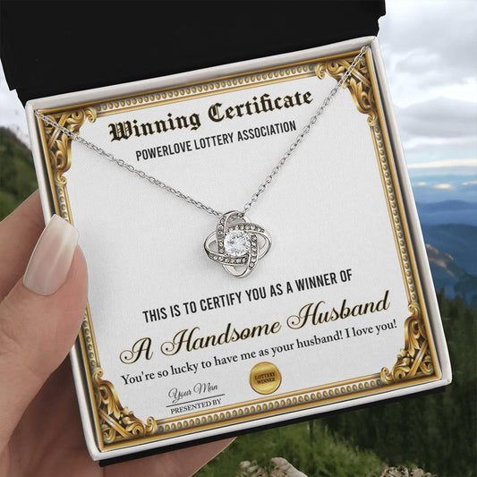 Wife Wedding Day, Anniversary, Birthday Gift - Winning Certificate - Love Knot Pendant Necklace