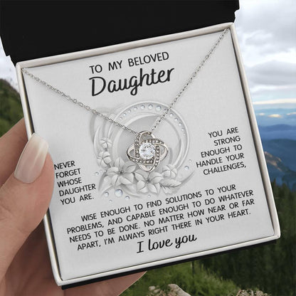 Daughter Wedding Day Gift - Always Right There - Love Knot Pendant Necklace