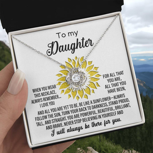 To My Daughter Be Like A Sunflower Love Knot Necklace