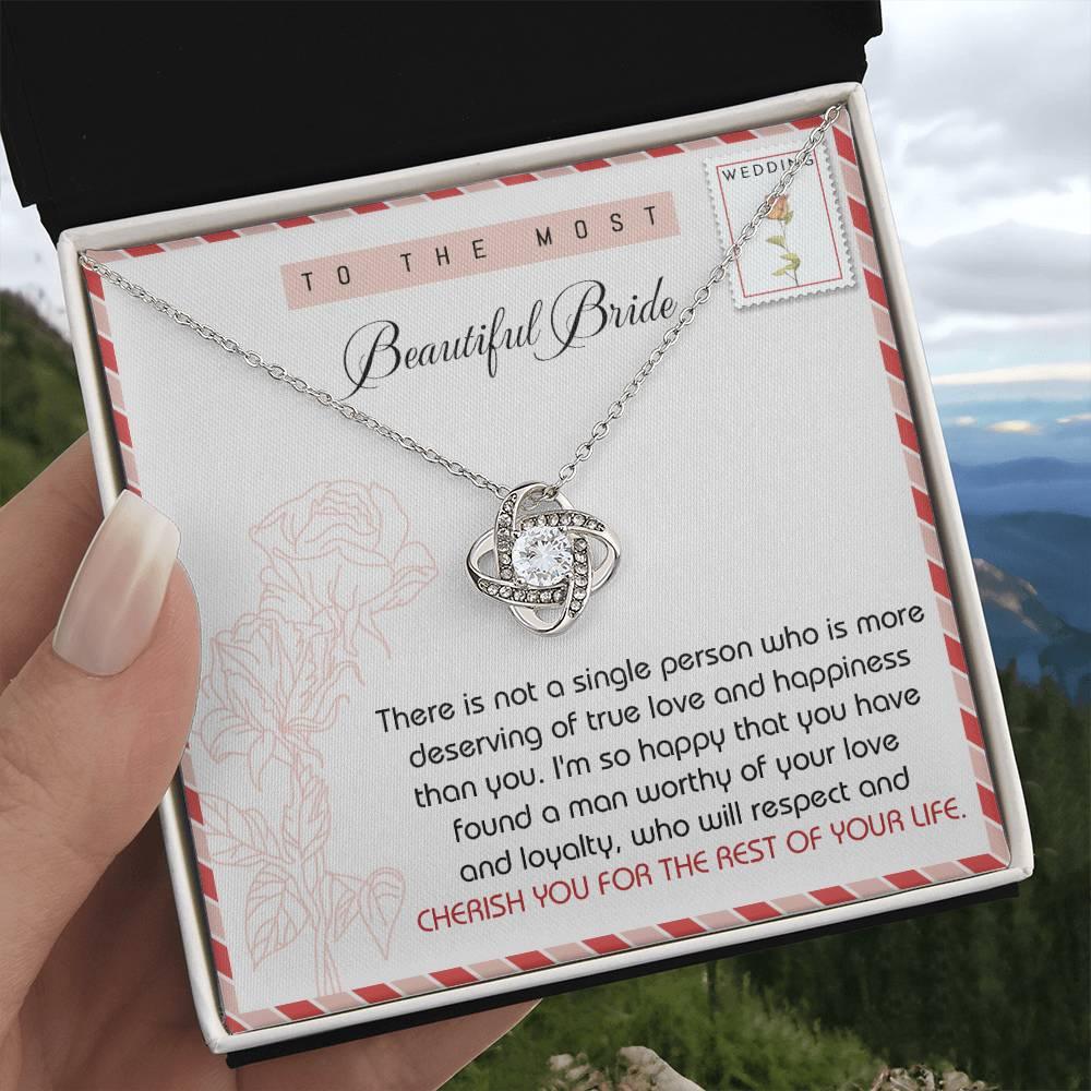 To The Beautiful Bride Wedding Gift Love Knot Pendant Necklace