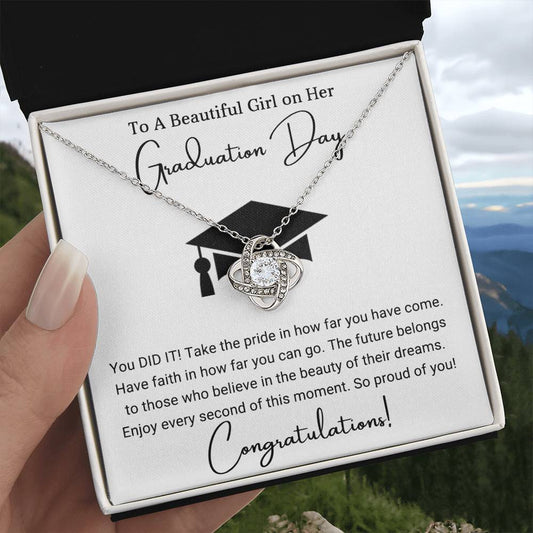 Graduation Gift For Her To A Beautiful Girl Congratulations Love Knot Pendant Necklace