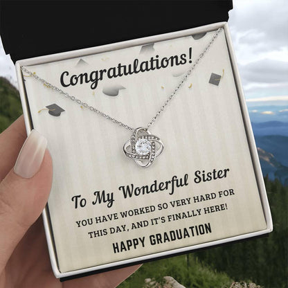 Sister Graduation Gift Congratulations You Have Worked So Hard Love Knot Pendant Necklace