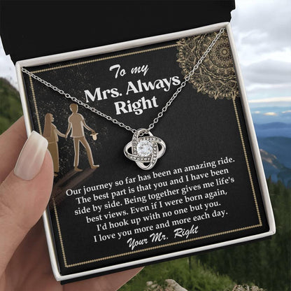 Wife Gift Always Right Love Knot Pendant Necklace