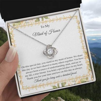 Maid of Honor Wedding Day Gift - Share This Day - Love Knot Pendant Necklace