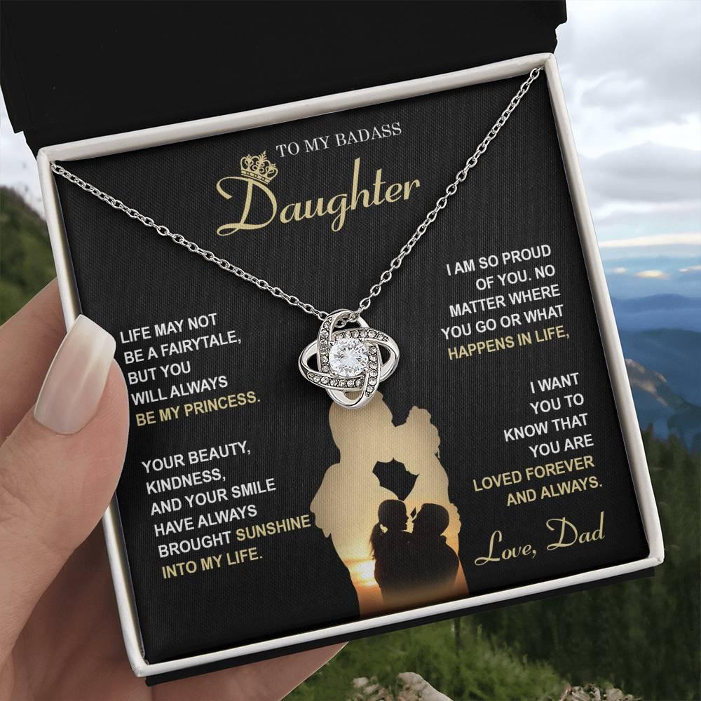 Daughter Wedding Day Gift - Be My Princess - Love Knot Pendant Necklace