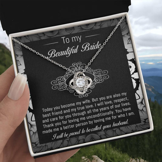 Bride Wedding Day Gift - My True Love - Love Knot Pendant Necklace