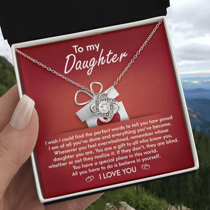 To My Daughter - Proud of You Love Knot Pendant Necklace