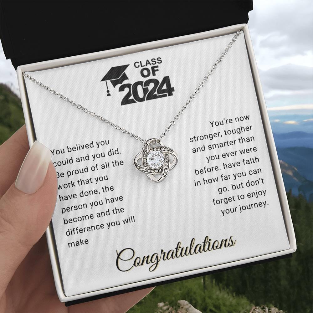 Graduation Gift Class of 2024 You Believed you Could Congratulations Love Knot Pendant Necklace