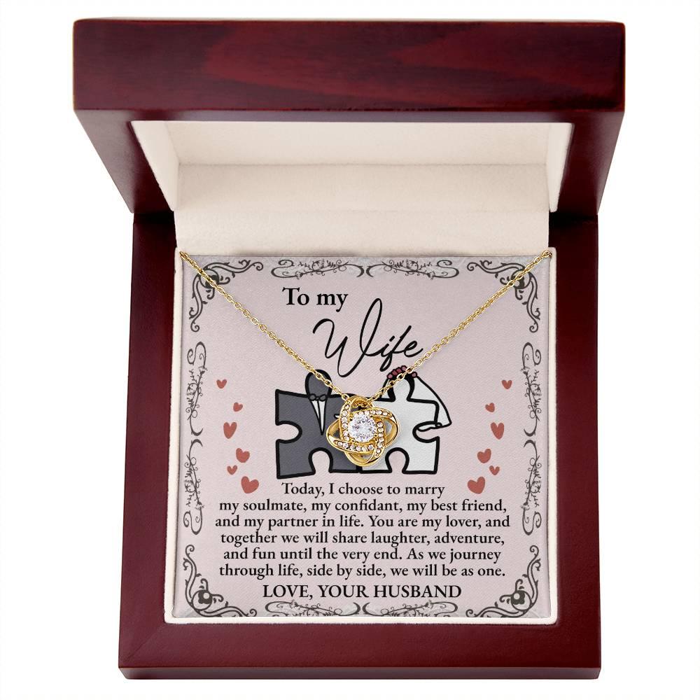 Wife Wedding Day Gift We Will Be As One Love Knot Pendant Necklace