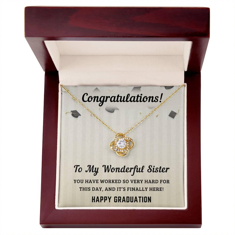 Sister Graduation Gift Congratulations You Have Worked So Hard Love Knot Pendant Necklace