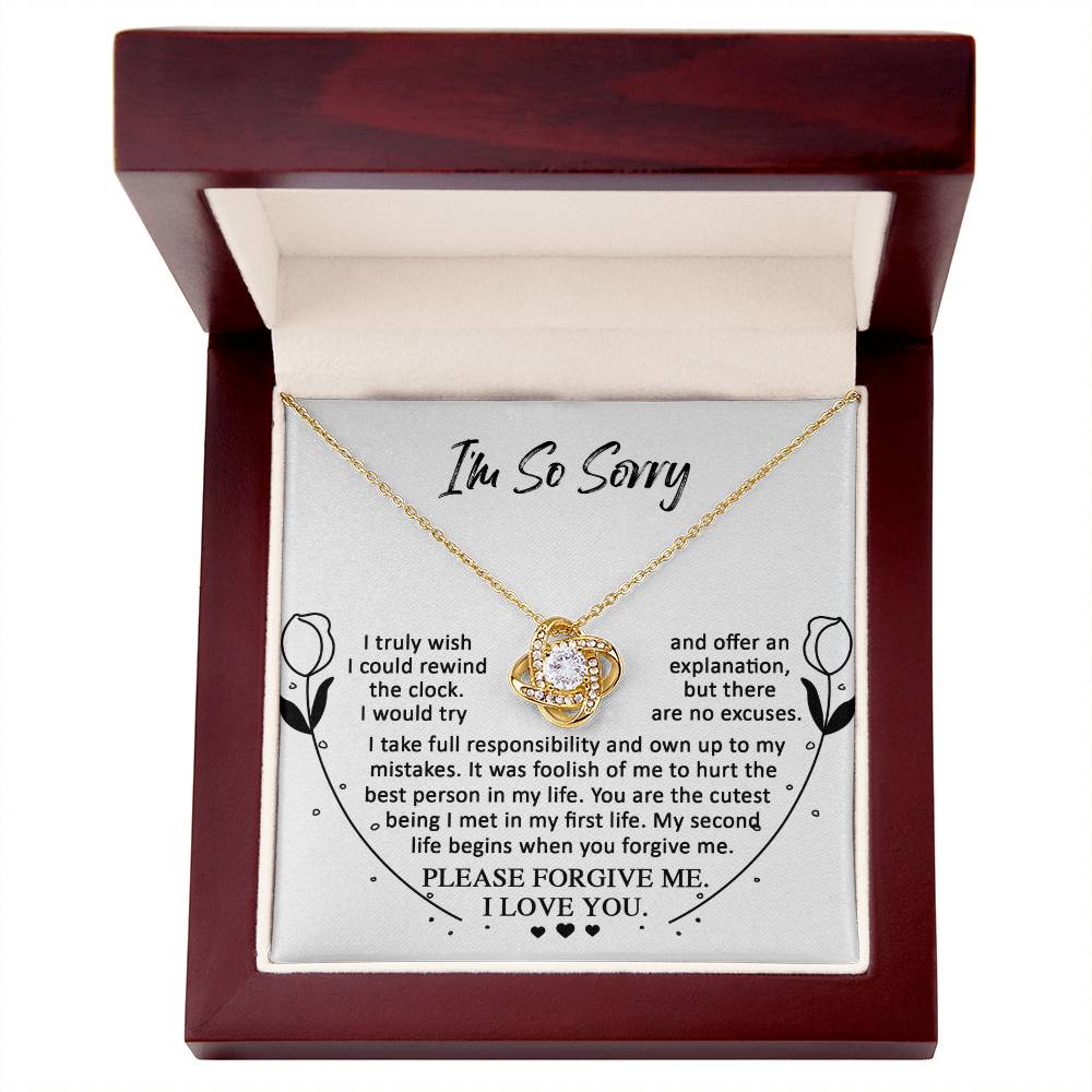 Apology Gift for Girlfriend, Wife, Soulmate - Sorry, My First Life - Love Knot Pendant Necklace