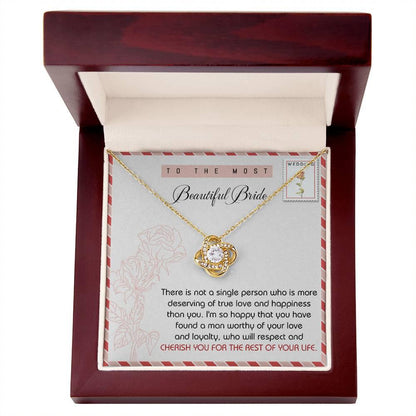 To The Beautiful Bride Wedding Gift Love Knot Pendant Necklace