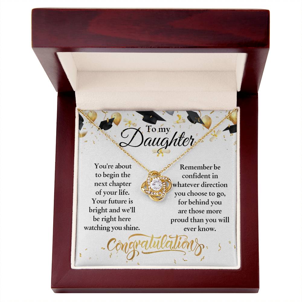 Daughter Congratulations on Your Graduation Your Future is Bright Love Knot Pendant Necklace