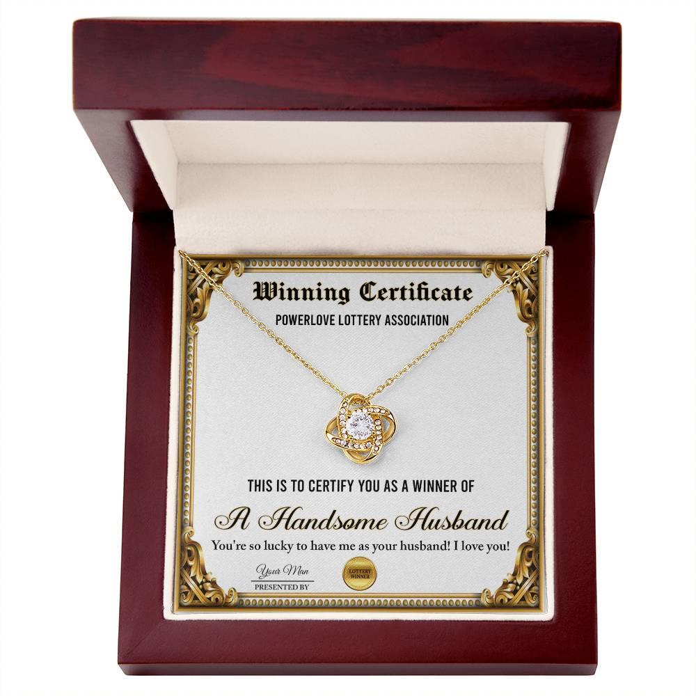 Wife Wedding Day, Anniversary, Birthday Gift - Winning Certificate - Love Knot Pendant Necklace