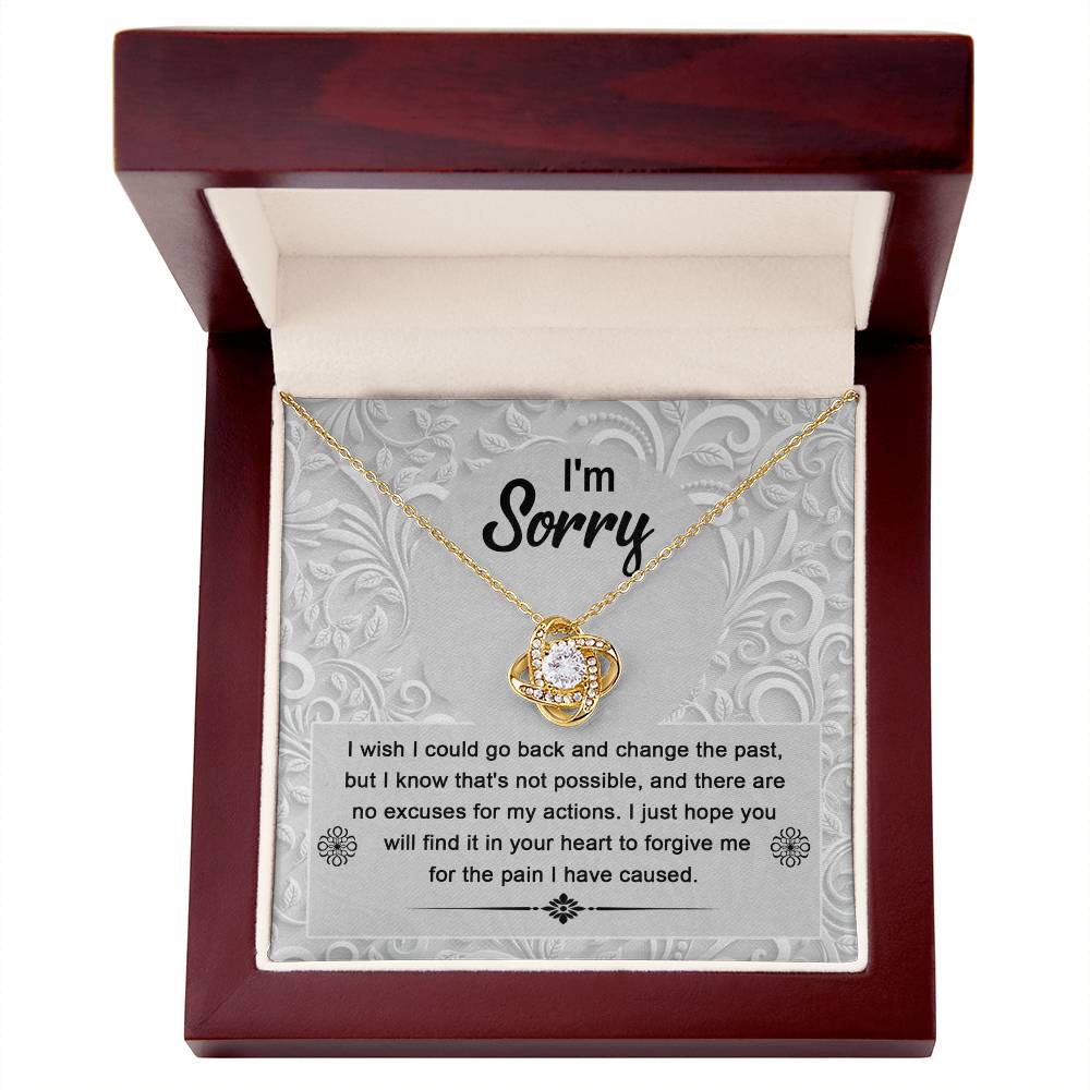 Apology Gift for Girlfriend, Wife, Soulmate - Sorry, Change The Past - Love Knot Pendant Necklace