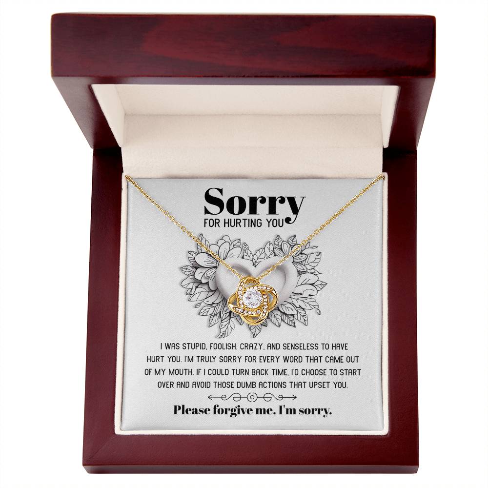 Apology Gift for Girlfriend, Wife, Soulmate-Sorry, Turn Back Time - Love Knot Pendant Necklace