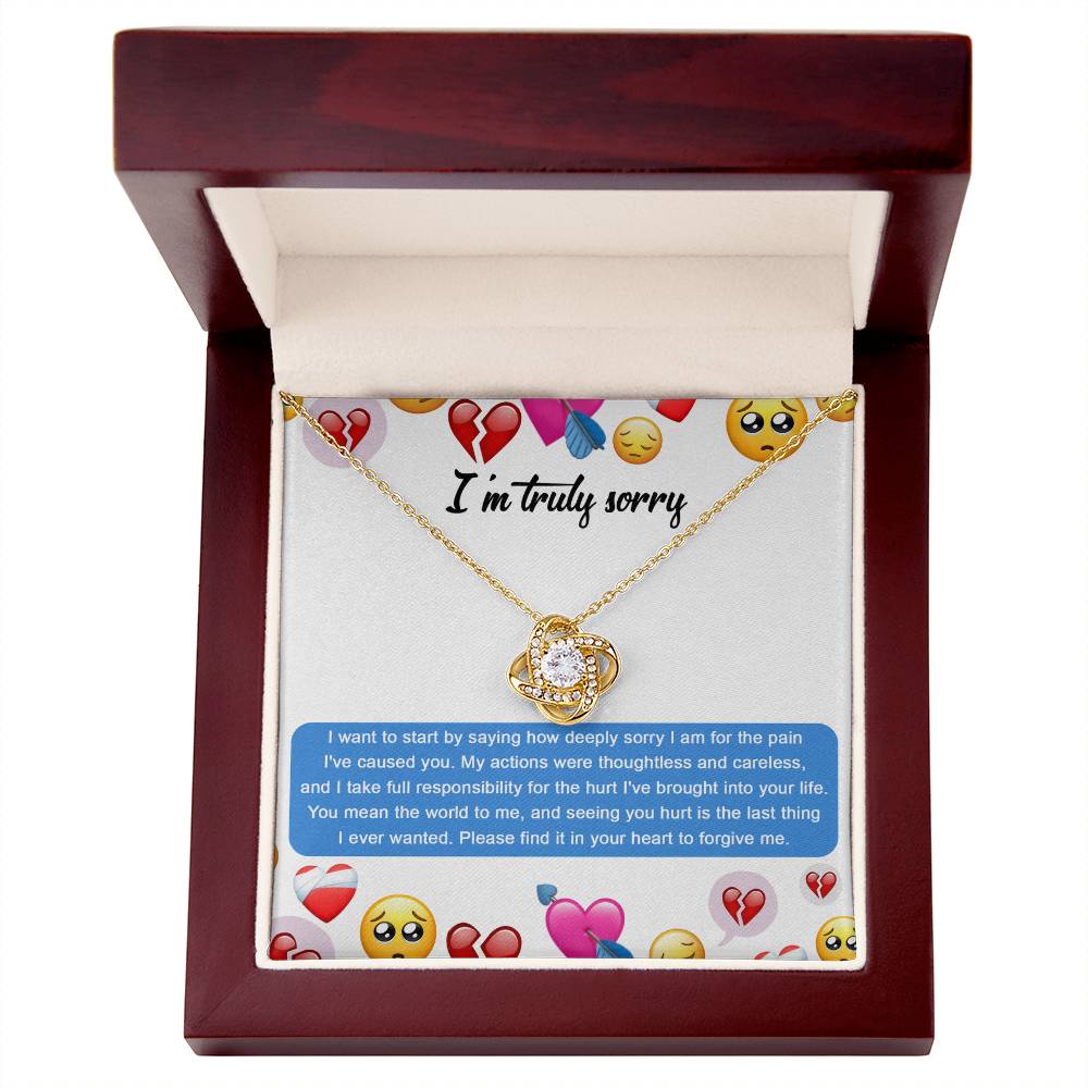 Apology Gift for Girlfriend, Wife, Soulmate - Sorry, How Deeply Sorry - Love Knot Pendant Necklace