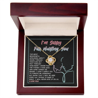 Apology Gift for Girlfriend, Wife, Soulmate - Sorry, Never Give Up -Love Knot Pendant Necklace