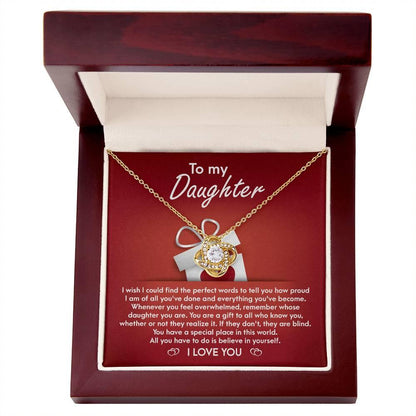 To My Daughter - Proud of You Love Knot Pendant Necklace