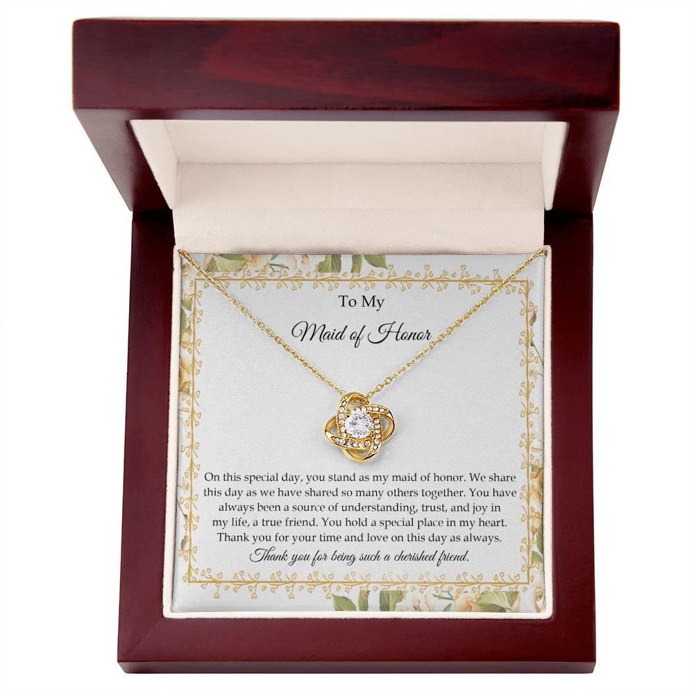 Maid of Honor Wedding Day Gift - Share This Day - Love Knot Pendant Necklace