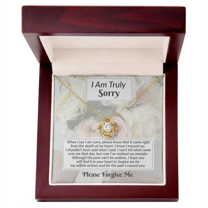 Apology Gift for Girlfriend, Wife, Soulmate - Sorry, What I Said - Love Knot Pendant Necklace