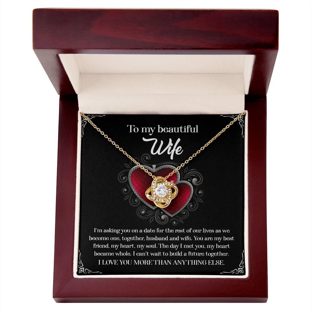 To My Beautiful Wife - My Heart Became Whole Love Knot Pendant Necklace