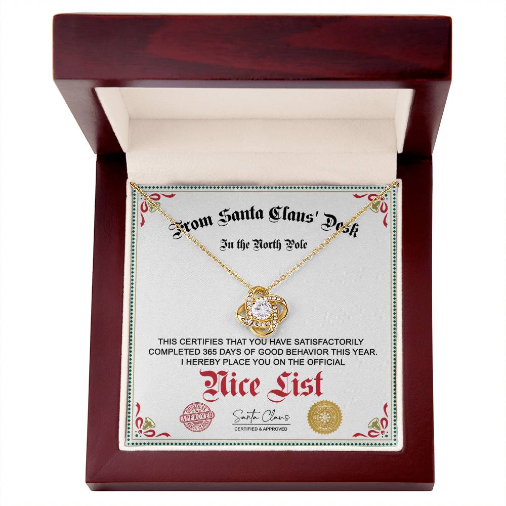 Nice List - North Pole - Love Knot Pendant Necklace