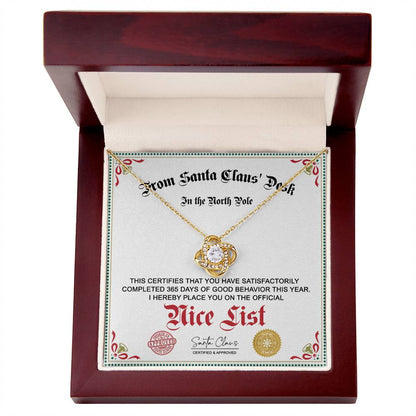 Nice List - North Pole - Love Knot Pendant Necklace