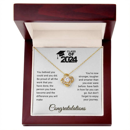 Graduation Gift Class of 2024 You Believed you Could Congratulations Love Knot Pendant Necklace