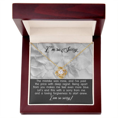 Apology Gift for Girlfriend, Wife, Soulmate - Sorry, With Deep Regret - Love Knot Pendant Necklace