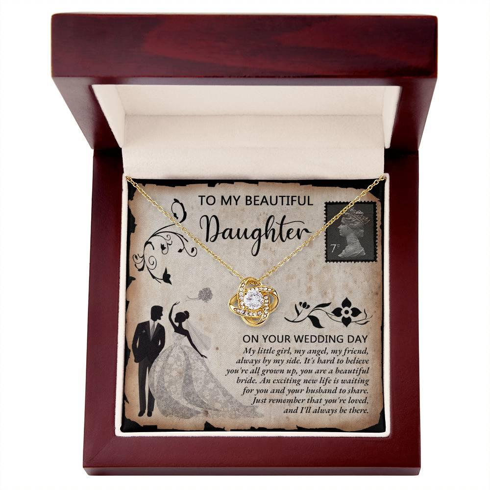 Daughter Wedding Day Gift Beautiful Bride Love Knot Pendant Necklace