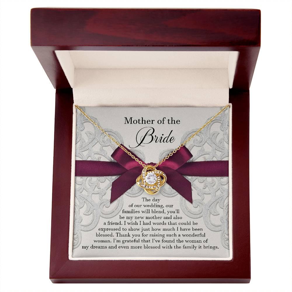 Mother of the Bride Wedding Day Gift - Our Families Will Blend - Love Knot Pendant Necklace