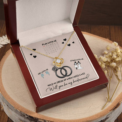 Bridesmaid Invitation Proposal - Will You Be My Bridesmaid Love Knot Pendant Necklace