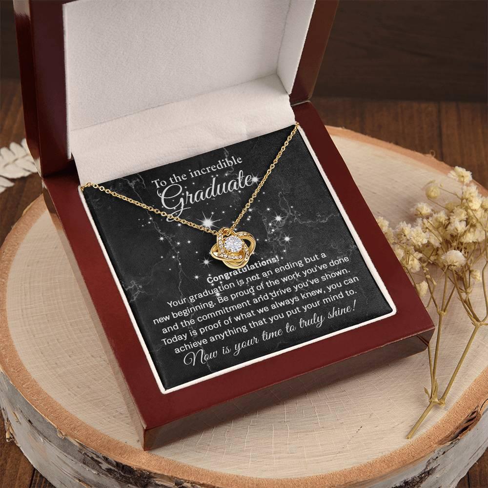 Daughter Graduation Milestone Gift You Can Achieve Anything Love Knot Pendant Necklace