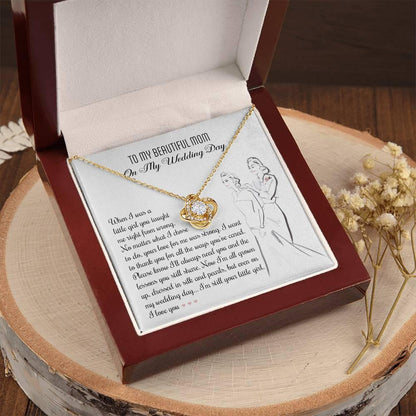 Gift for Mom Wedding Day Gift Always Your Little Girl Love Knot Pendant Necklace