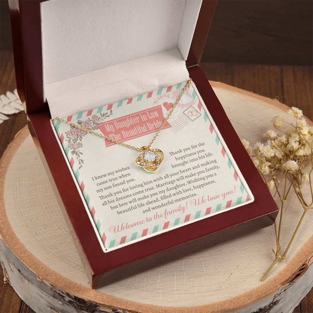 Daughter-In-Law Wedding Day Gift Welcome to the Family Love Knot Pendant Necklace