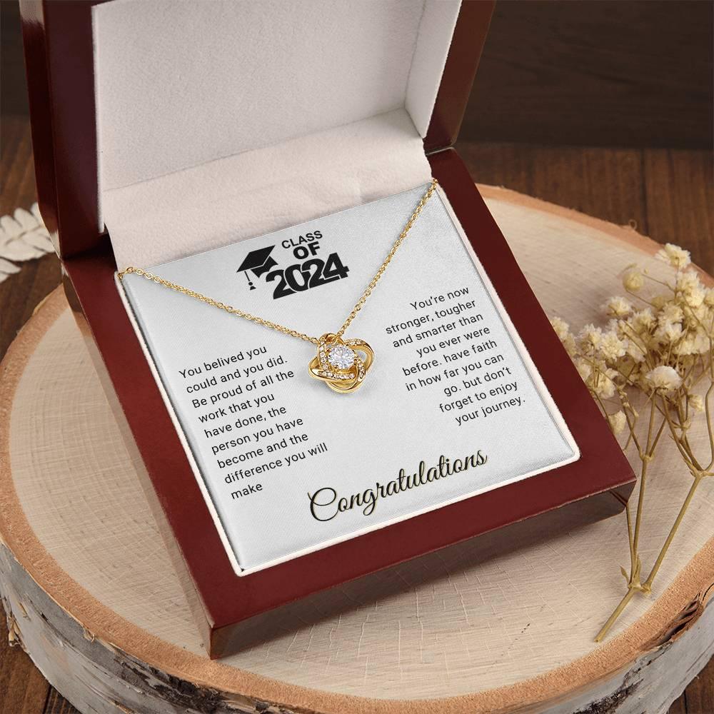 Graduation Gift Class of 2024 You Believed you Could Congratulations Love Knot Pendant Necklace