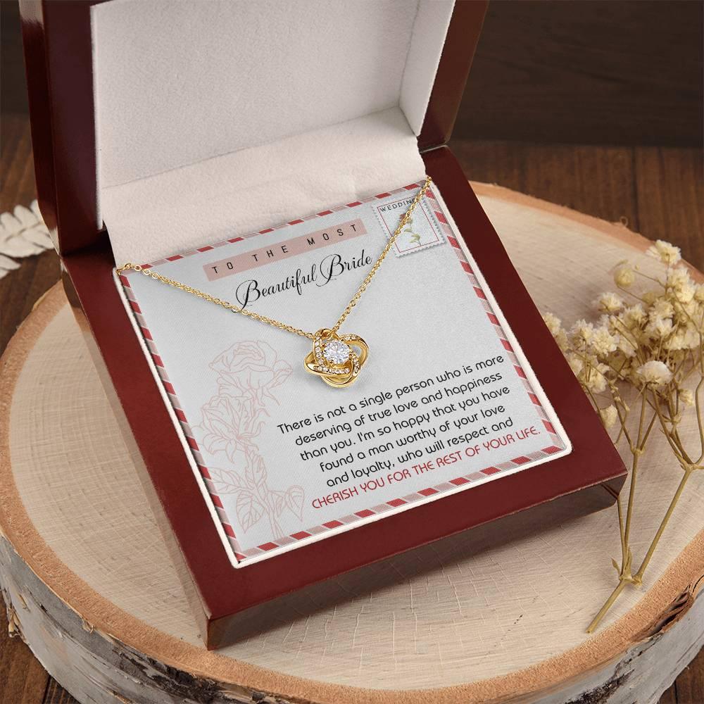 To The Beautiful Bride Wedding Gift Love Knot Pendant Necklace