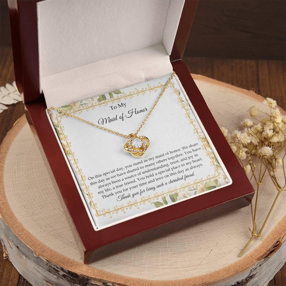 Maid of Honor Wedding Day Gift - Share This Day - Love Knot Pendant Necklace